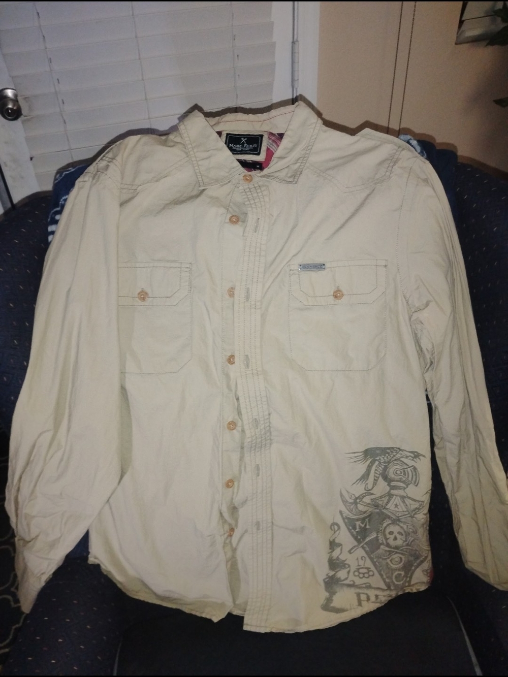 Marc Ecko Beige Jacket with Red Plaid Lining